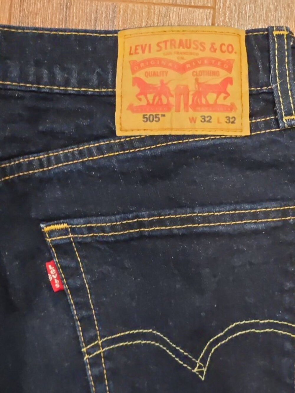 Mens Levis 505 Jeans 32x32 Dark Wash Regular Fit Straight Leg